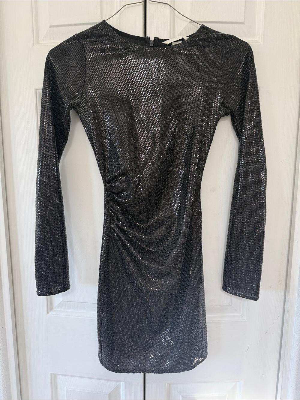 NWT Black Sequin Long-Sleeve Bodycon Dress